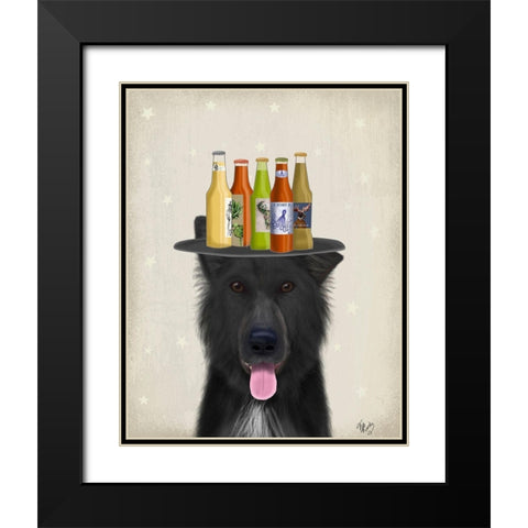 Groenendael Beer Lover Black Modern Wood Framed Art Print with Double Matting by Fab Funky