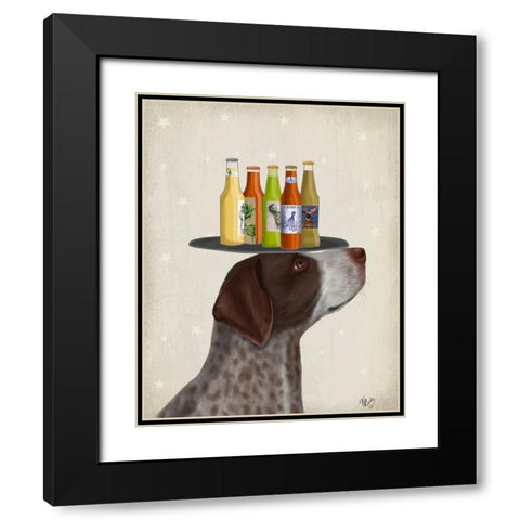 German Shorthaired Pointer Ice Cream Beer Lover Black Modern Wood Framed Art Print with Double Matting by Fab Funky