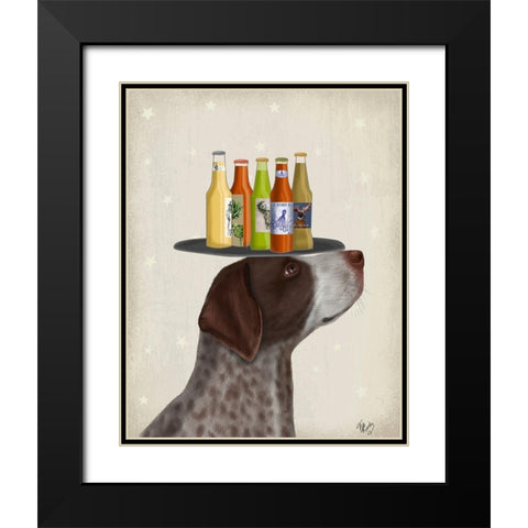 German Shorthaired Pointer Ice Cream Beer Lover Black Modern Wood Framed Art Print with Double Matting by Fab Funky