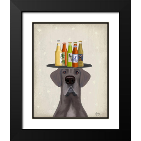 Great Dane Blue Beer Lover Black Modern Wood Framed Art Print with Double Matting by Fab Funky