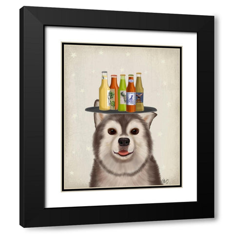 Husky 1 Beer Lover Black Modern Wood Framed Art Print with Double Matting by Fab Funky