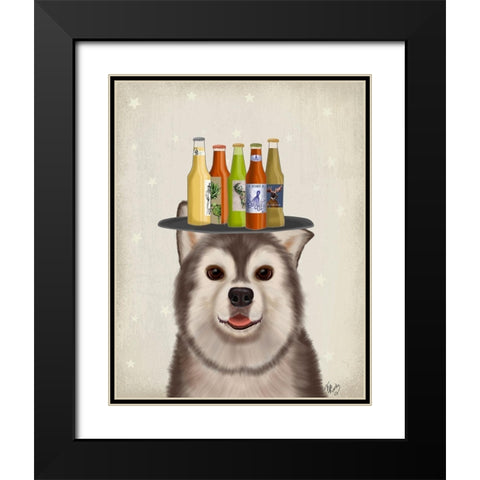 Husky 1 Beer Lover Black Modern Wood Framed Art Print with Double Matting by Fab Funky