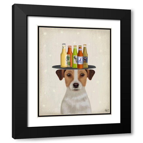 Jack Russell Beer Lover Black Modern Wood Framed Art Print with Double Matting by Fab Funky