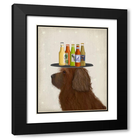 Labradoodle Brown 2 Beer Lover Black Modern Wood Framed Art Print with Double Matting by Fab Funky