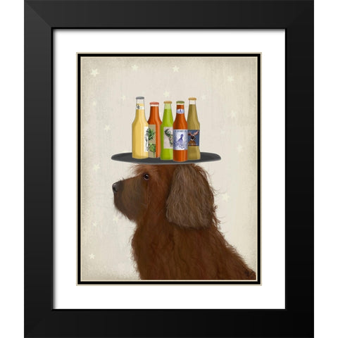 Labradoodle Brown 2 Beer Lover Black Modern Wood Framed Art Print with Double Matting by Fab Funky