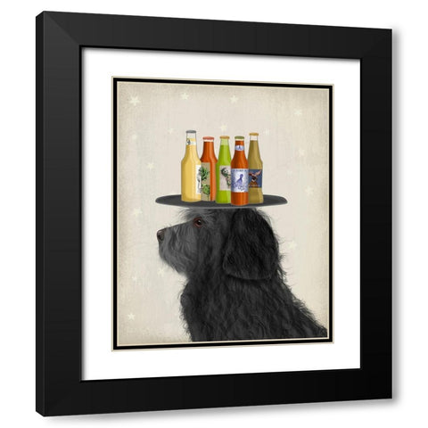 Labradoodle Black 2 Beer Lover Black Modern Wood Framed Art Print with Double Matting by Fab Funky