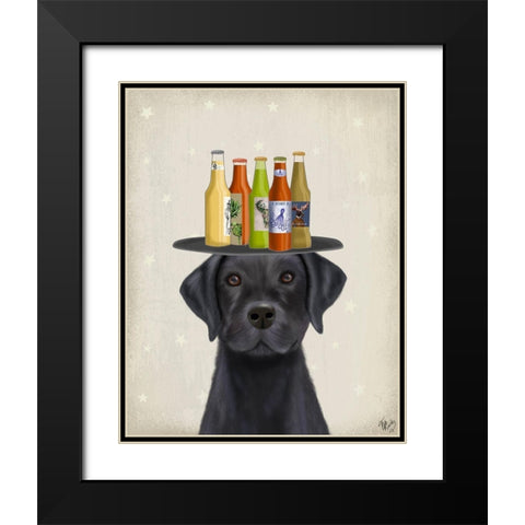 Labrador Black Beer Lover Black Modern Wood Framed Art Print with Double Matting by Fab Funky