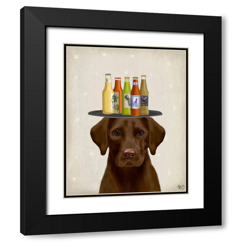 Labrador Yellow Beer Lover Black Modern Wood Framed Art Print with Double Matting by Fab Funky