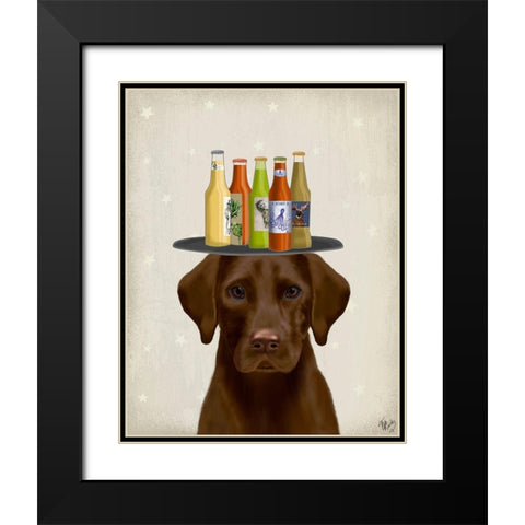 Labrador Yellow Beer Lover Black Modern Wood Framed Art Print with Double Matting by Fab Funky