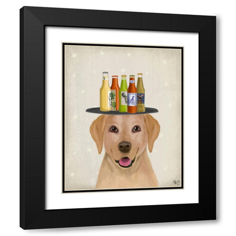 Maltese Beer Lover Black Modern Wood Framed Art Print with Double Matting by Fab Funky