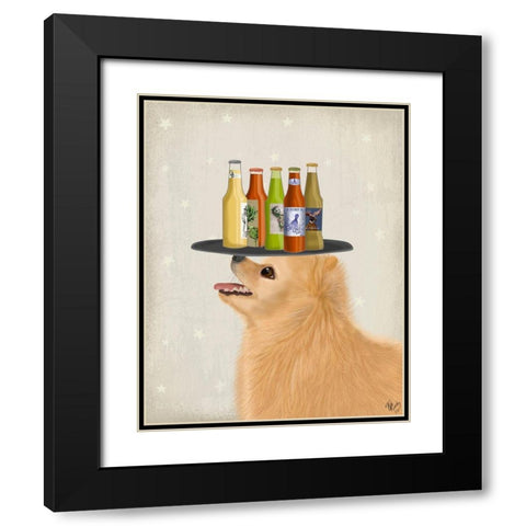 Poodle White Beer Lover Black Modern Wood Framed Art Print with Double Matting by Fab Funky