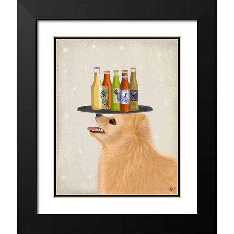 Poodle White Beer Lover Black Modern Wood Framed Art Print with Double Matting by Fab Funky