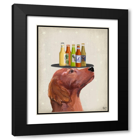Red Setter Beer Lover Black Modern Wood Framed Art Print with Double Matting by Fab Funky