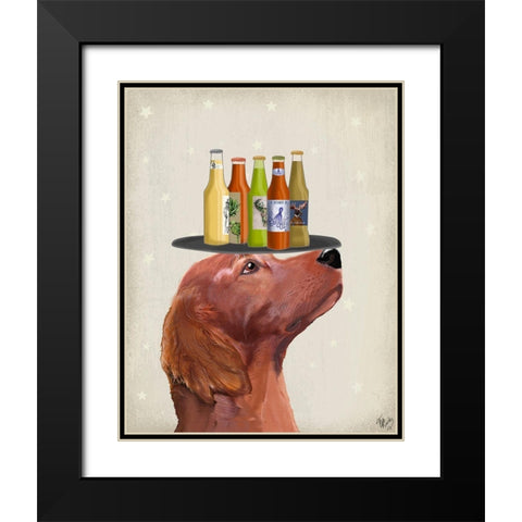 Red Setter Beer Lover Black Modern Wood Framed Art Print with Double Matting by Fab Funky