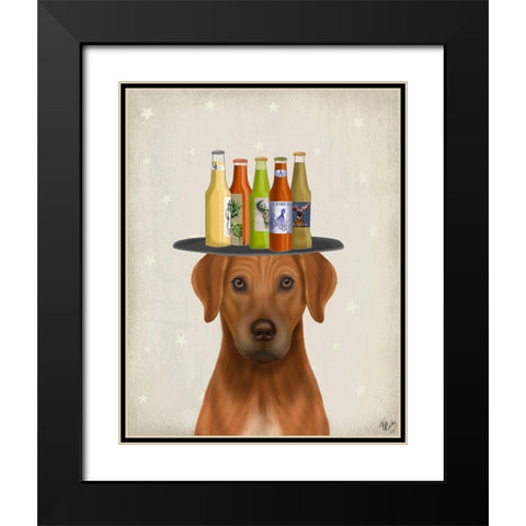 Rhodesian Ridgeback Beer Lover Black Modern Wood Framed Art Print with Double Matting by Fab Funky