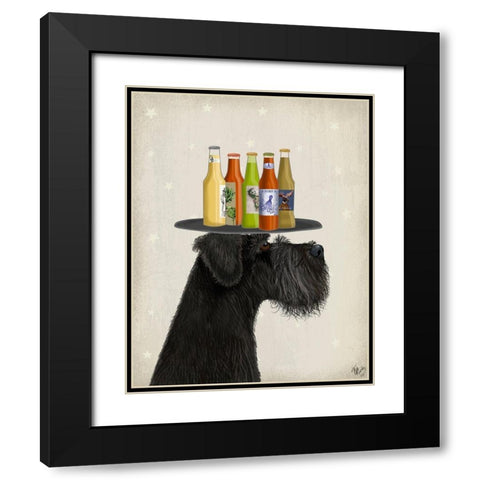 Schnauzer Black Beer Lover Black Modern Wood Framed Art Print with Double Matting by Fab Funky