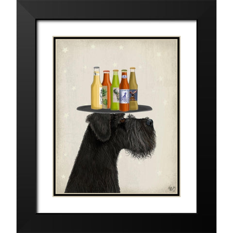 Schnauzer Black Beer Lover Black Modern Wood Framed Art Print with Double Matting by Fab Funky