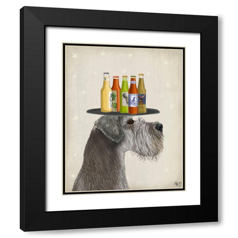 Schnauzer Grey Beer Lover Black Modern Wood Framed Art Print with Double Matting by Fab Funky