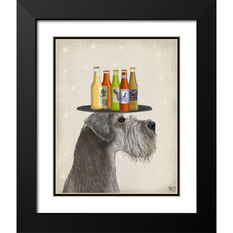 Schnauzer Grey Beer Lover Black Modern Wood Framed Art Print with Double Matting by Fab Funky