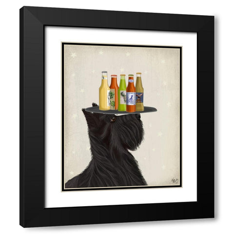 Scottish Terrier Beer Lover Black Modern Wood Framed Art Print with Double Matting by Fab Funky
