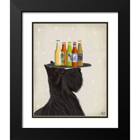 Scottish Terrier Beer Lover Black Modern Wood Framed Art Print with Double Matting by Fab Funky