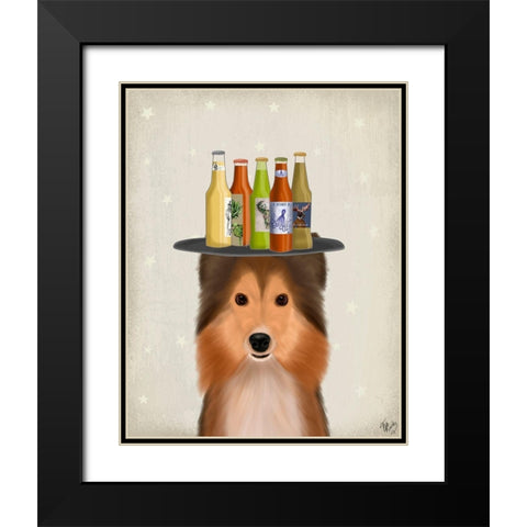 Shetland Sheepdog Beer Lover Black Modern Wood Framed Art Print with Double Matting by Fab Funky