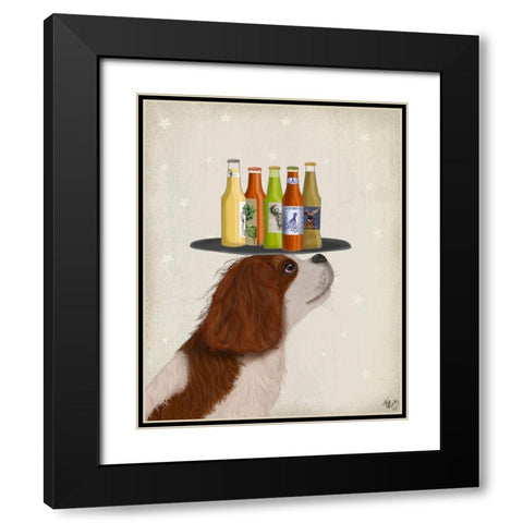King Charles Spaniel Brown White Beer Lover Black Modern Wood Framed Art Print with Double Matting by Fab Funky