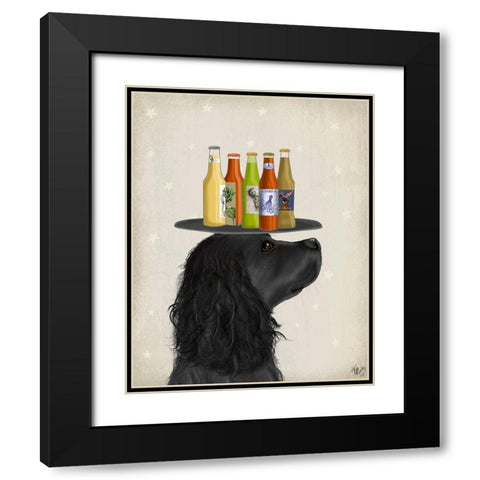 Cocker Spaniel Black Beer Lover Black Modern Wood Framed Art Print with Double Matting by Fab Funky