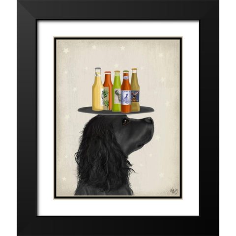 Cocker Spaniel Black Beer Lover Black Modern Wood Framed Art Print with Double Matting by Fab Funky