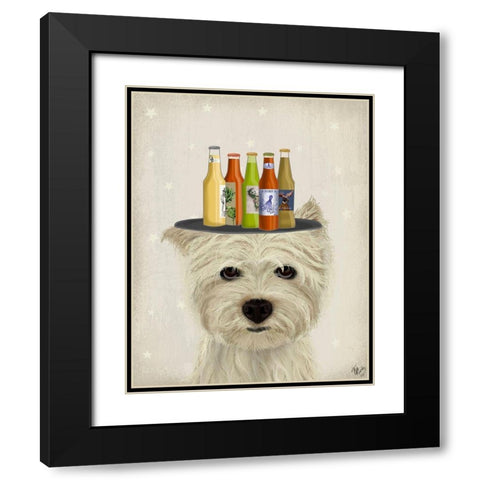 West Highland Terrier Beer Lover Black Modern Wood Framed Art Print with Double Matting by Fab Funky