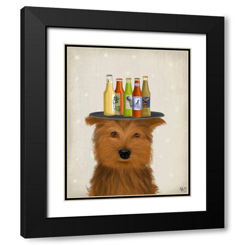 Yorkshire Terrier Beer Lover Black Modern Wood Framed Art Print with Double Matting by Fab Funky