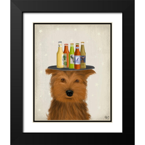 Yorkshire Terrier Beer Lover Black Modern Wood Framed Art Print with Double Matting by Fab Funky