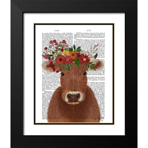 Cow Bohemian 1 Book Print Black Modern Wood Framed Art Print with Double Matting by Fab Funky
