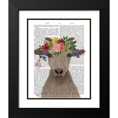 Goat Bohemian 1 Book Print Black Modern Wood Framed Art Print with Double Matting by Fab Funky