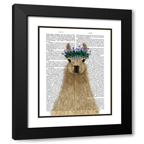 Llama Bohemian 1 Book Print Black Modern Wood Framed Art Print with Double Matting by Fab Funky