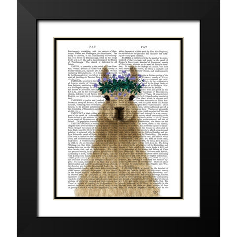 Llama Bohemian 1 Book Print Black Modern Wood Framed Art Print with Double Matting by Fab Funky