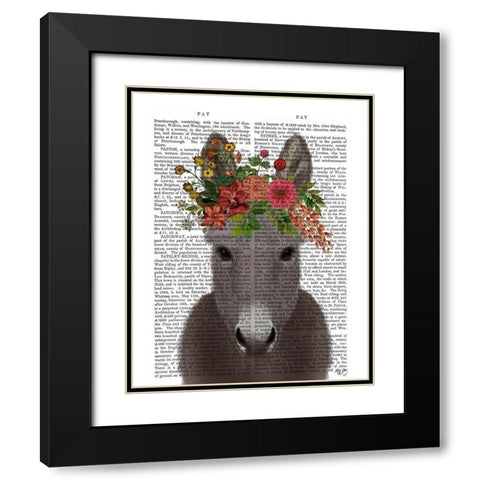 Donkey Bohemian 4 Book Print Black Modern Wood Framed Art Print with Double Matting by Fab Funky
