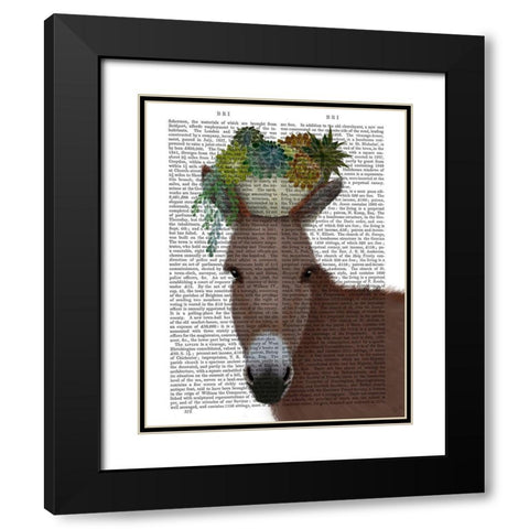 Donkey Succulent Book Print Black Modern Wood Framed Art Print with Double Matting by Fab Funky