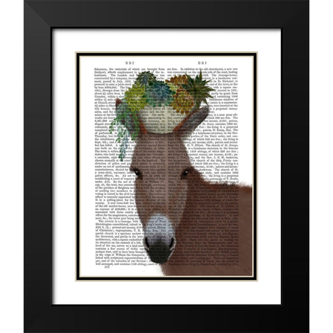Donkey Succulent Book Print Black Modern Wood Framed Art Print with Double Matting by Fab Funky