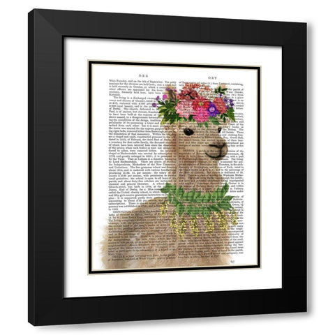 Llama Bohemian 2 Book Print Black Modern Wood Framed Art Print with Double Matting by Fab Funky