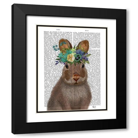 Rabbit Bohemian Book Print Black Modern Wood Framed Art Print with Double Matting by Fab Funky