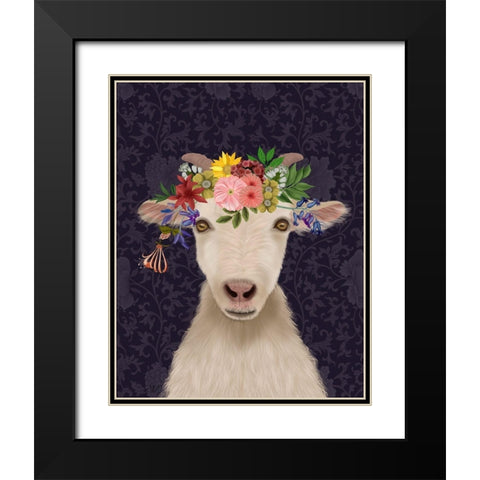 Goat Bohemian 1 Black Modern Wood Framed Art Print with Double Matting by Fab Funky