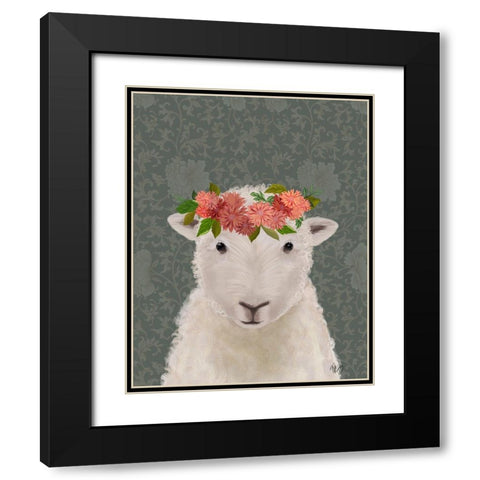 Sheep Bohemian 1 Black Modern Wood Framed Art Print with Double Matting by Fab Funky