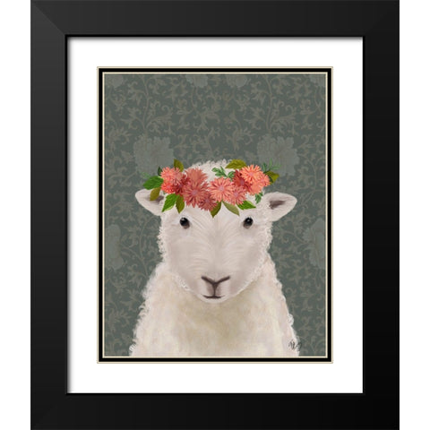 Sheep Bohemian 1 Black Modern Wood Framed Art Print with Double Matting by Fab Funky