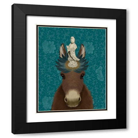 Donkey Bodhisattva Black Modern Wood Framed Art Print with Double Matting by Fab Funky