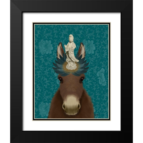 Donkey Bodhisattva Black Modern Wood Framed Art Print with Double Matting by Fab Funky