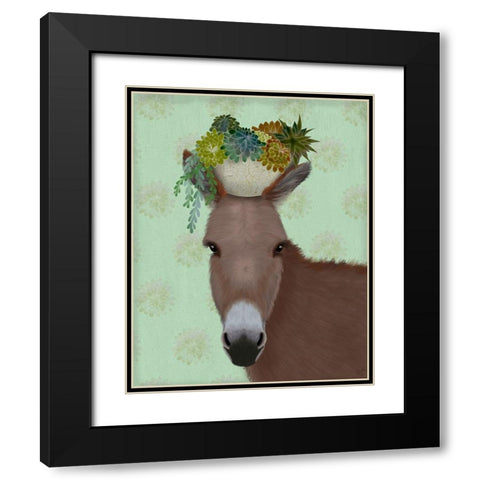 Donkey Succulent Black Modern Wood Framed Art Print with Double Matting by Fab Funky