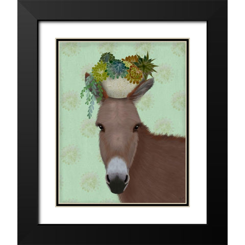Donkey Succulent Black Modern Wood Framed Art Print with Double Matting by Fab Funky