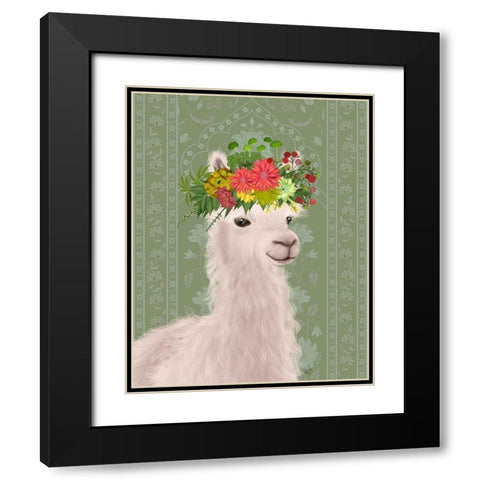 Llama Bohemian 4 Black Modern Wood Framed Art Print with Double Matting by Fab Funky