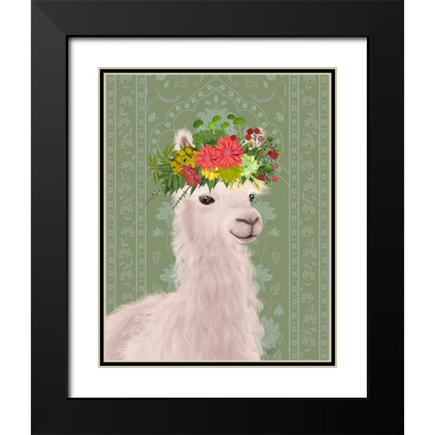 Llama Bohemian 4 Black Modern Wood Framed Art Print with Double Matting by Fab Funky